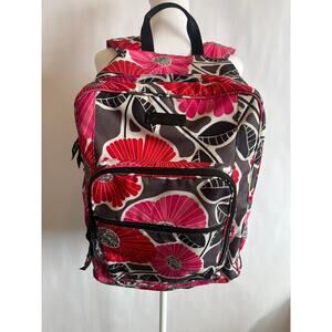 Vera Bradley Essential Large Backpack Scattered Wildflowers Pattern Pink Red